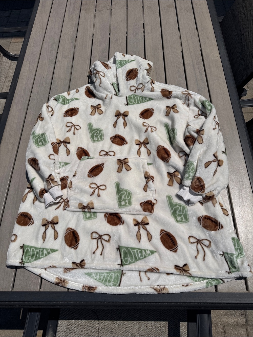 Marlow Throwzy Hooded Football Cozy Warm Bows Preppy Fall